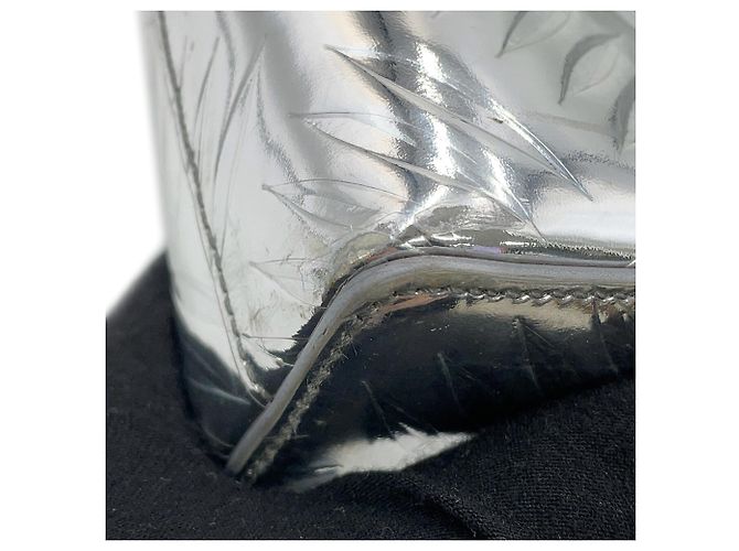 Borsa Tote Prada argento in tela e pelle - vista 8