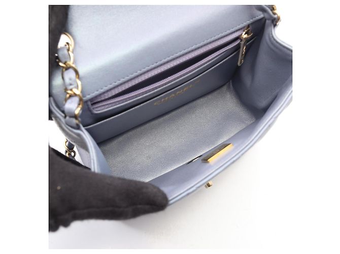 Borsa a tracolla Chanel Mini Matelassé Metallic Blu - vista 3