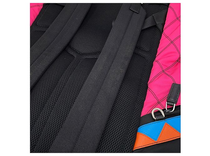 Zaino Prada 2VZ136 in nylon e pelle nero multicolore - vista 13