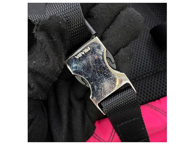 Zaino Prada 2VZ136 in nylon e pelle nero multicolore - vista 15