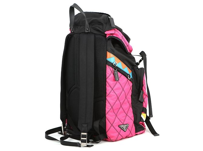 Zaino Prada 2VZ136 in nylon e pelle nero multicolore - vista 2