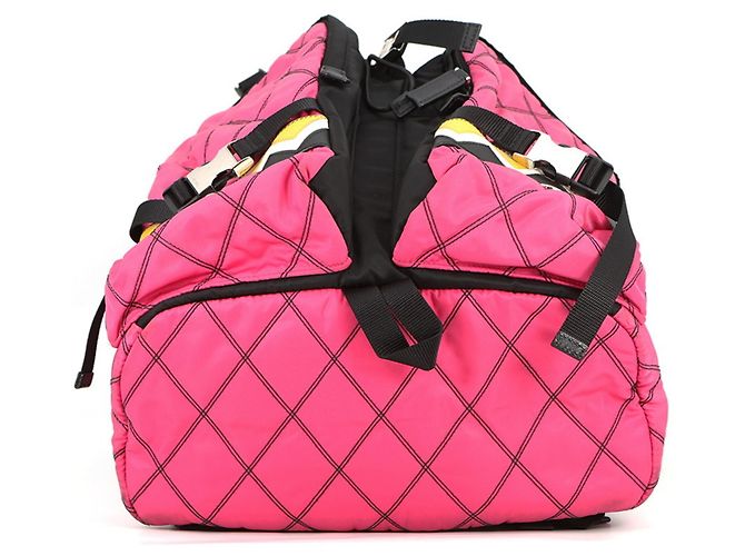 Zaino Prada 2VZ136 in nylon e pelle nero multicolore - vista 3
