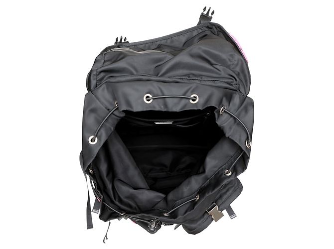 Zaino Prada 2VZ136 in nylon e pelle nero multicolore - vista 5
