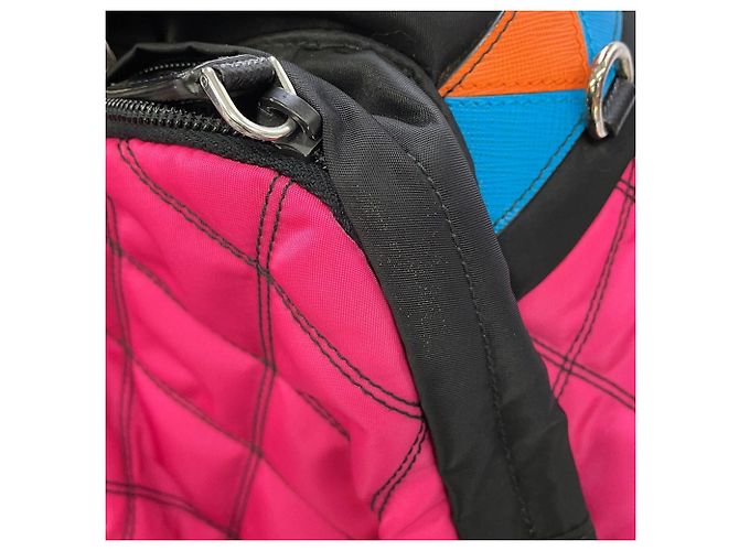 Zaino Prada 2VZ136 in nylon e pelle nero multicolore - vista 8