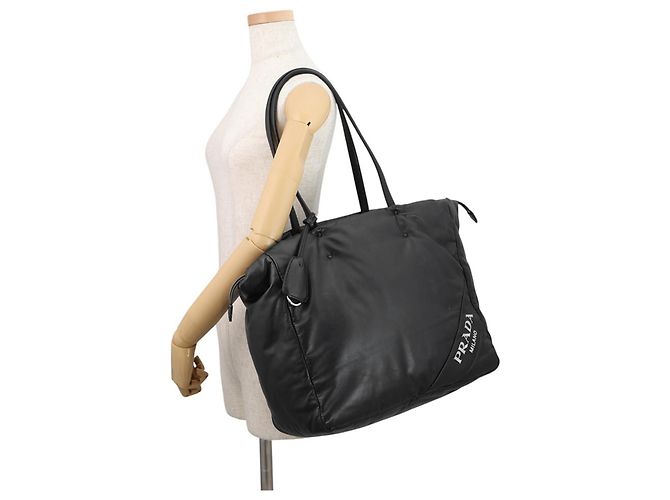 Borsa Tote in pelle nera Prada Nero - vista 4