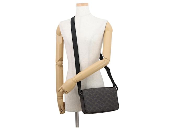 Céline Borsa a tracolla Celine Triomphe Flap Marrone Nero - vista 4