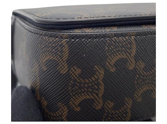 Céline Borsa a tracolla Celine Triomphe Flap Marrone Nero - vista 6