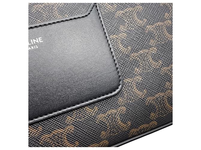 Céline Borsa a tracolla Celine Triomphe Flap Marrone Nero - vista 7