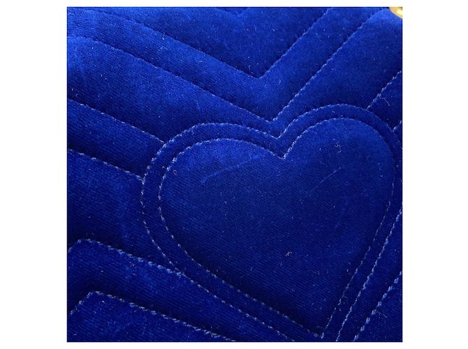 Borsa Gucci GG Marmont Chevron in Velluto Blu - vista 10