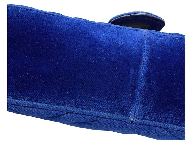 Borsa Gucci GG Marmont Chevron in Velluto Blu - vista 12