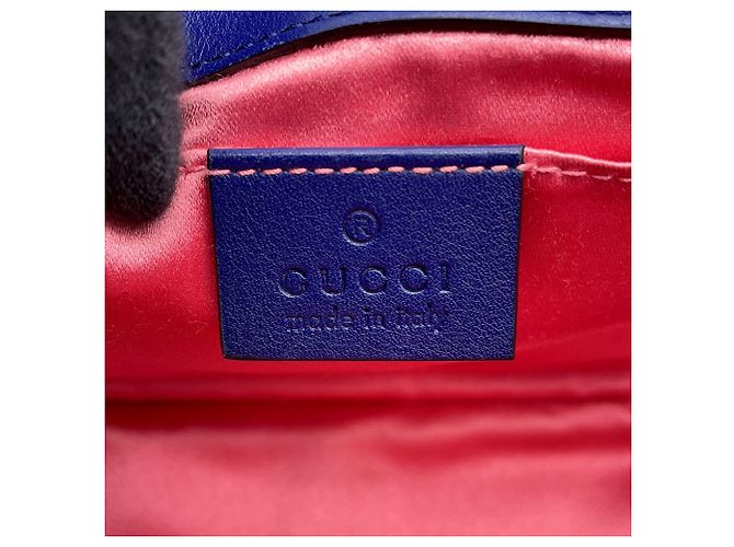 Borsa Gucci GG Marmont Chevron in Velluto Blu - vista 17