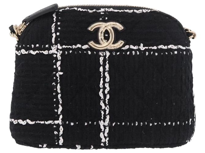 CHANEL Matelasse Chain Shoulder Bag Tweed Black Gold CC Auth 186402M Nero D'oro - vista 13