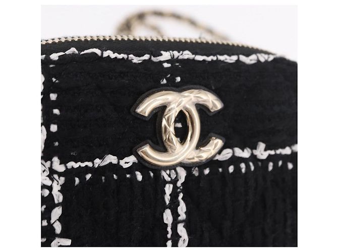 CHANEL Matelasse Chain Shoulder Bag Tweed Black Gold CC Auth 186402M Nero D'oro - vista 18