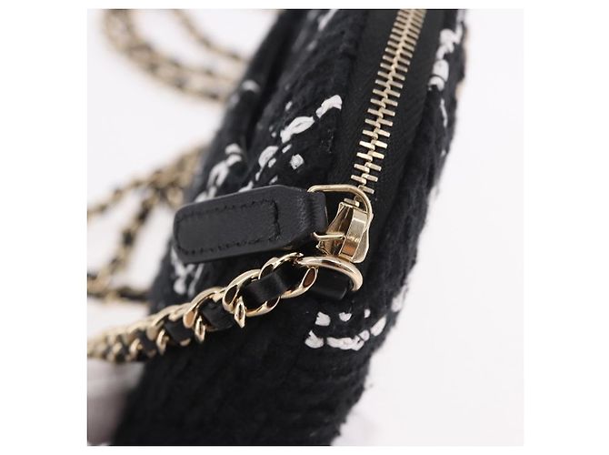 CHANEL Matelasse Chain Shoulder Bag Tweed Black Gold CC Auth 186402M Nero D'oro - vista 9
