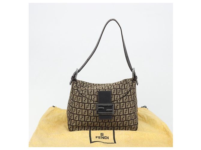 FENDI Zucchino Canvas Mamma Baguette Schultertasche Schwarz Authentisch 186465V - Ansicht 12