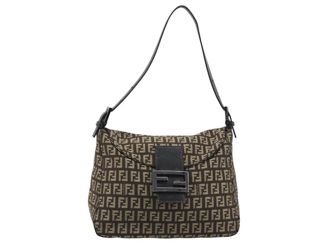 FENDI Zucchino Canvas Mamma Baguette Schultertasche Schwarz Authentisch 186465V - Ansicht 13