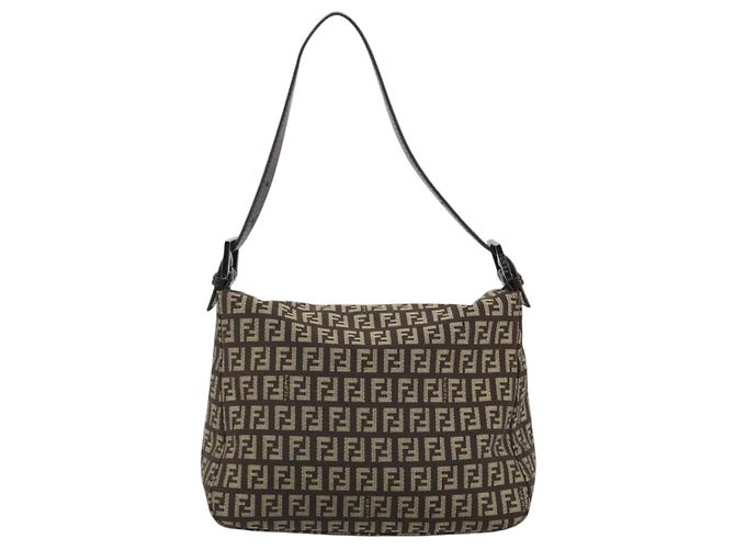 FENDI Zucchino Canvas Mamma Baguette Schultertasche Schwarz Authentisch 186465V - Ansicht 2