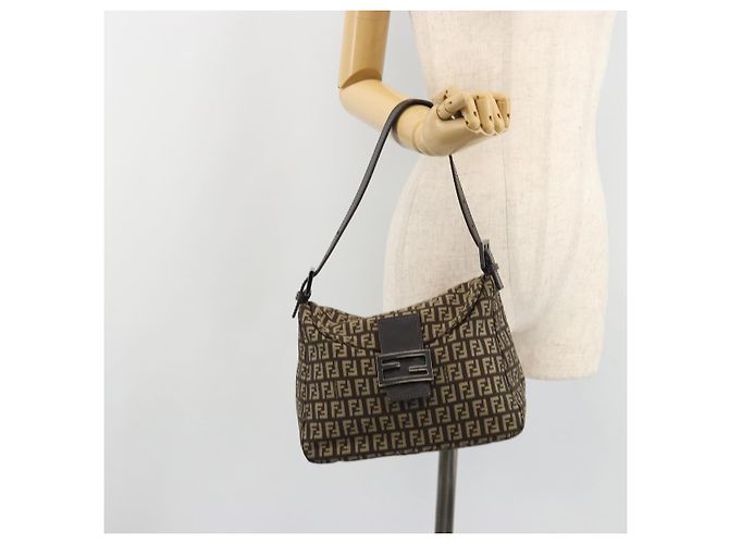 FENDI Zucchino Canvas Mamma Baguette Schultertasche Schwarz Authentisch 186465V - Ansicht 25