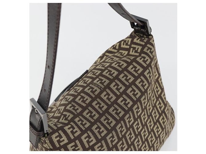 FENDI Zucchino Canvas Mamma Baguette Schultertasche Schwarz Authentisch 186465V - Ansicht 6