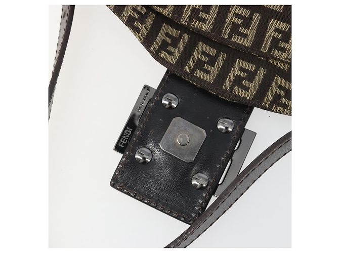 FENDI Zucchino Canvas Mamma Baguette Schultertasche Schwarz Authentisch 186465V - Ansicht 8