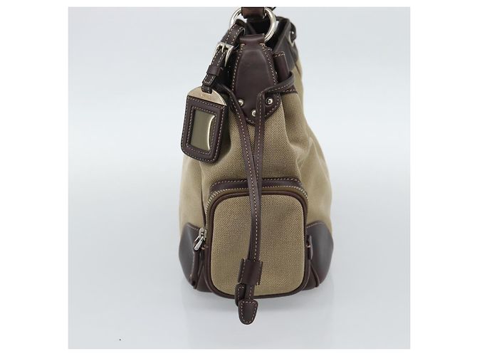 Borsa a tracolla PRADA Jacquard Canvas Beige Oro Autentica 188837SAM D'oro - vista 4