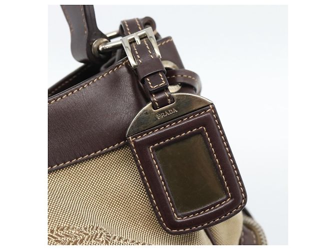 Borsa a tracolla PRADA Jacquard Canvas Beige Oro Autentica 188837SAM D'oro - vista 9