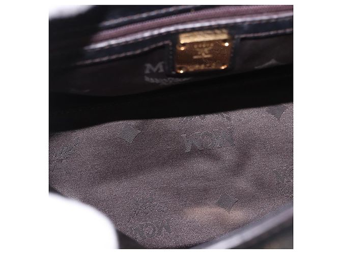 Borsa MCM in Pelle 2way Nera Oro Auth ka4862 Nero D'oro - vista 11