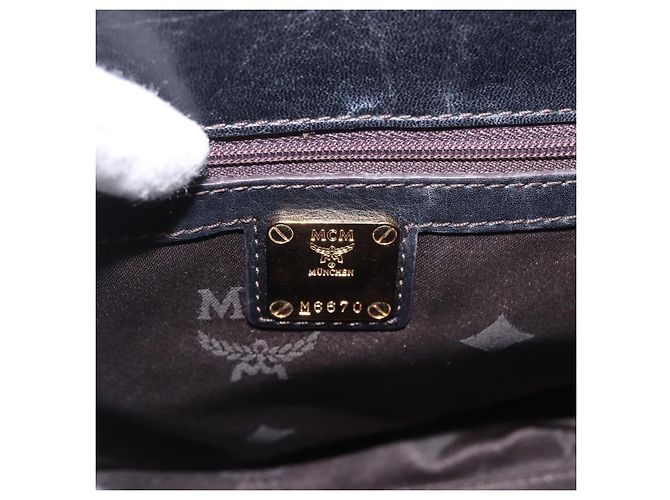 Borsa MCM in Pelle 2way Nera Oro Auth ka4862 Nero D'oro - vista 12
