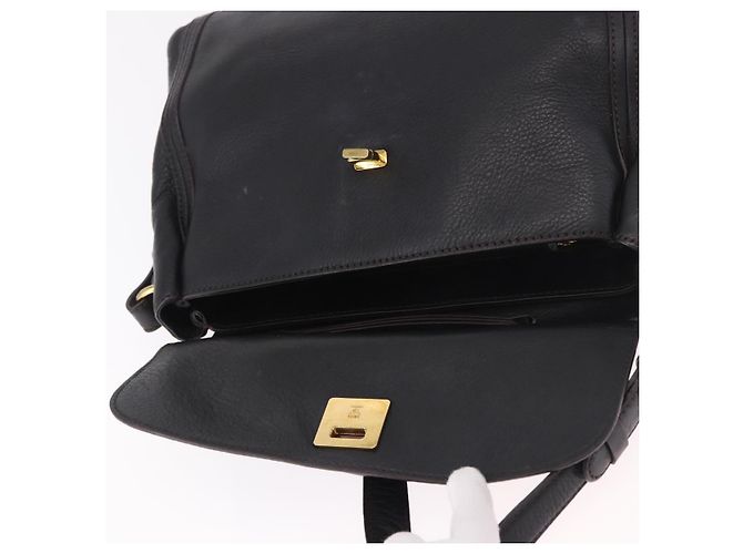 Borsa MCM in Pelle 2way Nera Oro Auth ka4862 Nero D'oro - vista 19