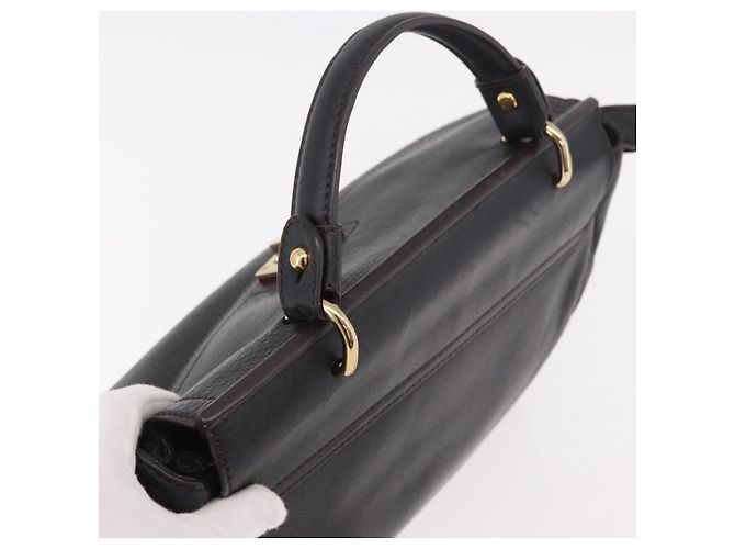 Borsa MCM in Pelle 2way Nera Oro Auth ka4862 Nero D'oro - vista 6