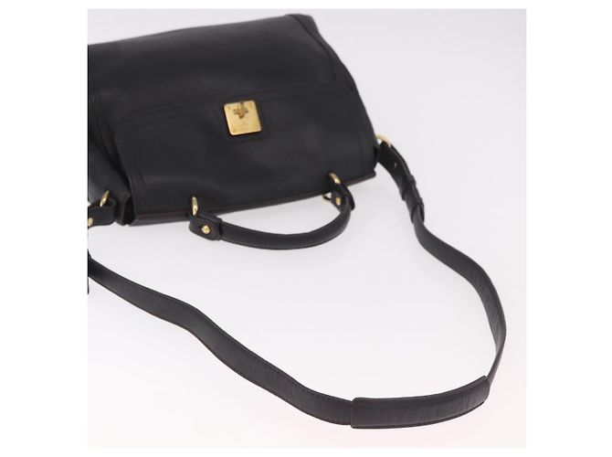 Borsa MCM in Pelle 2way Nera Oro Auth ka4862 Nero D'oro - vista 8