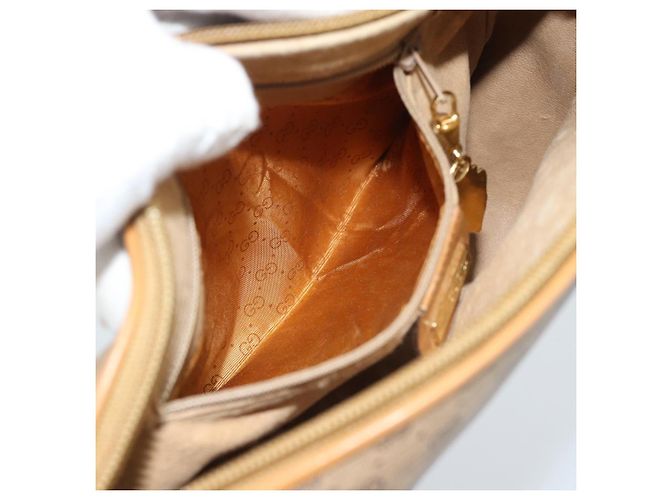 Borsa a Spalla GUCCI Micro GG Supreme PVC Beige Oro 001 14 0412 Auth 189340 D'oro - vista 24