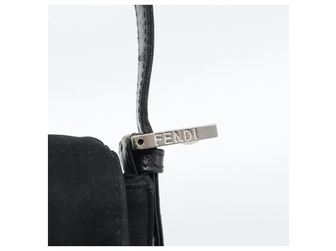 Borsa a mano FENDI Mamma Baguette in jersey di cotone Nero Argento Auth am11937A - vista 10