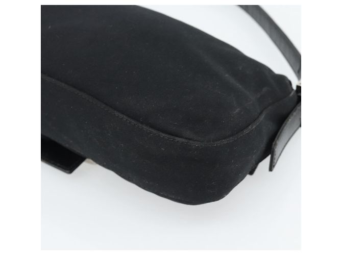 Borsa a mano FENDI Mamma Baguette in jersey di cotone Nero Argento Auth am11937A - vista 15