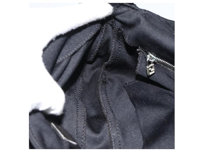 Borsa a mano FENDI Mamma Baguette in jersey di cotone Nero Argento Auth am11937A - vista 18