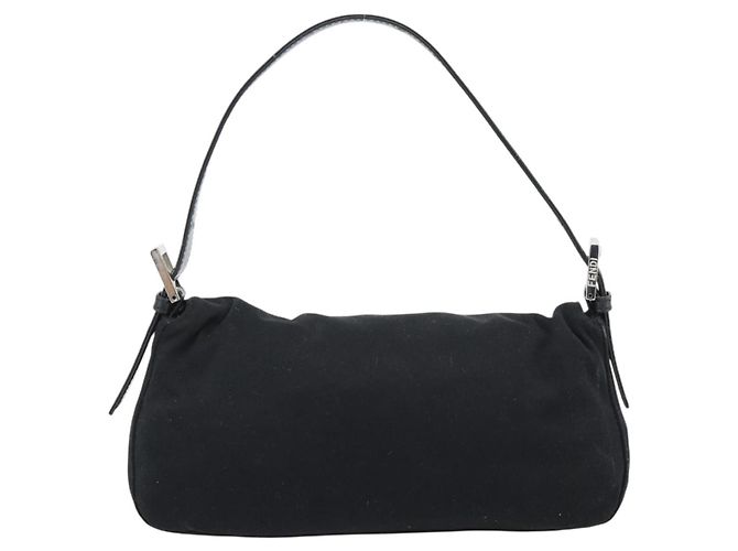 Borsa a mano FENDI Mamma Baguette in jersey di cotone Nero Argento Auth am11937A - vista 2