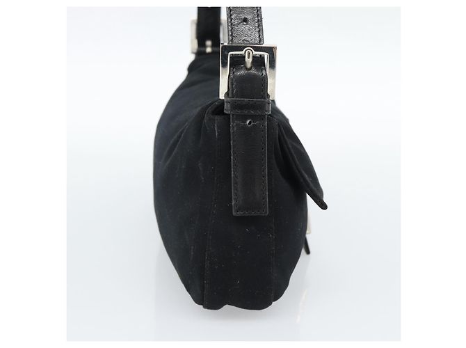 Borsa a mano FENDI Mamma Baguette in jersey di cotone Nero Argento Auth am11937A - vista 3