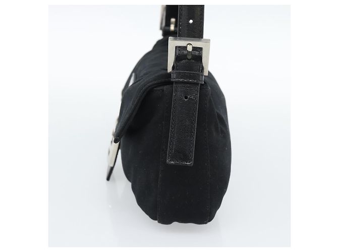 Borsa a mano FENDI Mamma Baguette in jersey di cotone Nero Argento Auth am11937A - vista 4