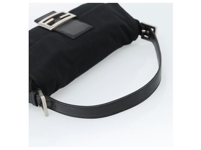 Borsa a mano FENDI Mamma Baguette in jersey di cotone Nero Argento Auth am11937A - vista 7