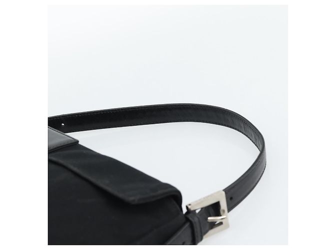 Borsa a mano FENDI Mamma Baguette in jersey di cotone Nero Argento Auth am11937A - vista 8
