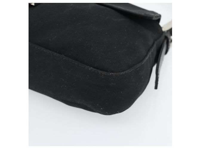 Borsa a mano FENDI Mamma Baguette in jersey di cotone Nero Argento Auth am11937A - vista 9