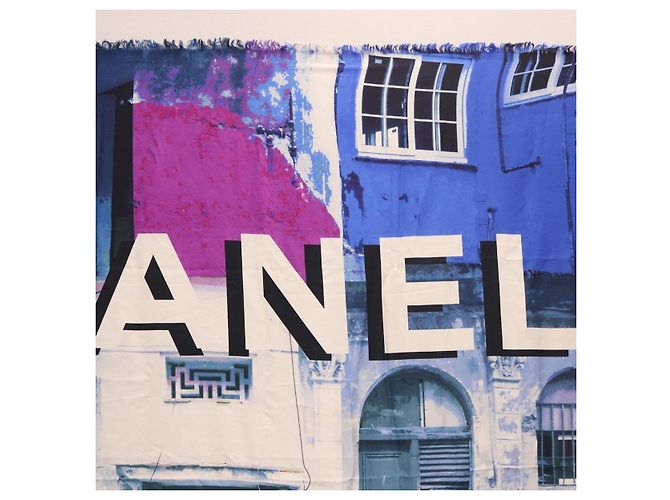 Pañuelo de gran formato CHANEL Pañuelo de seda Azul CC Auth ka4900V - vista 4