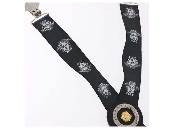 Bretelle VERSACE Medusa Metallo Nero Argento Auth BA13627 - view 10