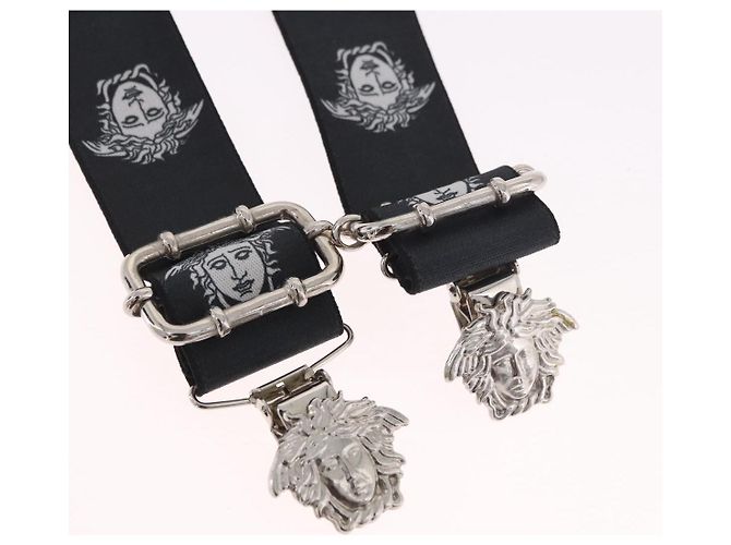 Bretelle VERSACE Medusa Metallo Nero Argento Auth BA13627 - view 2