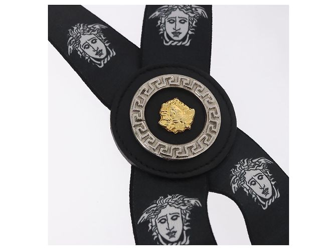 Bretelle VERSACE Medusa Metallo Nero Argento Auth BA13627 - view 9