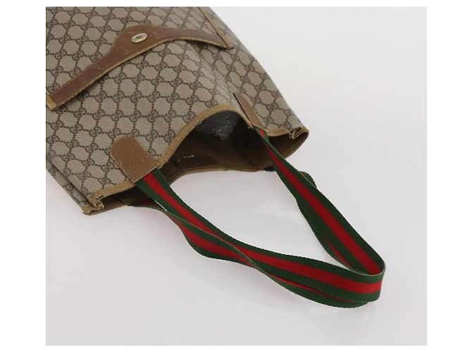 Borsa Tote GUCCI GG Supreme Web Sherry Line PVC 2 Set Beige Auth ti3987 - vista 13