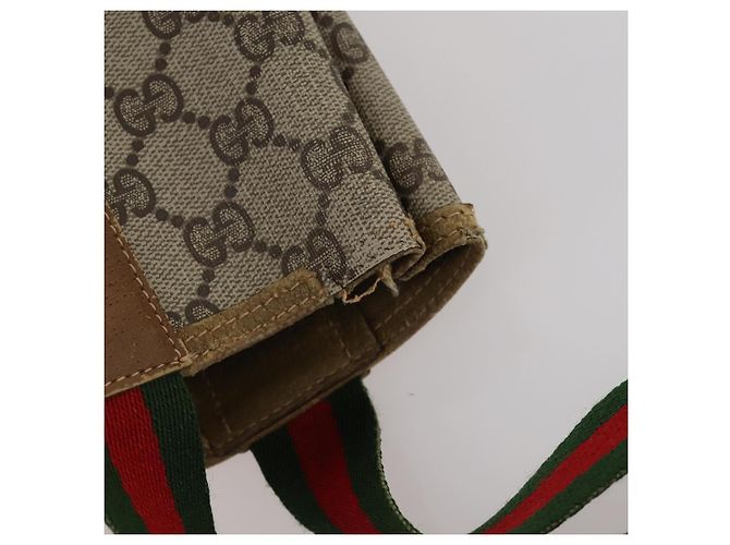 Borsa Tote GUCCI GG Supreme Web Sherry Line PVC 2 Set Beige Auth ti3987 - vista 15