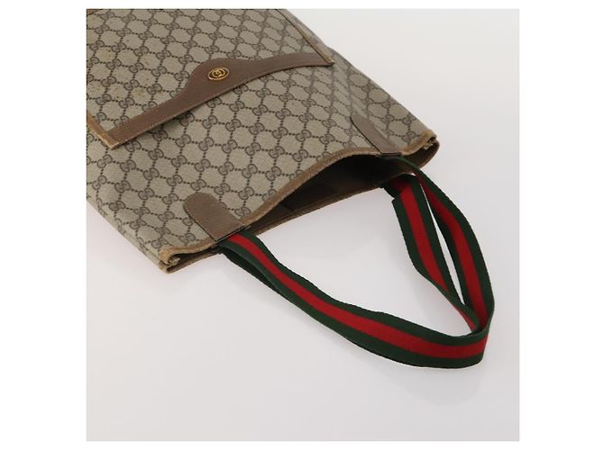 Borsa Tote GUCCI GG Supreme Web Sherry Line PVC 2 Set Beige Auth ti3987 - vista 5