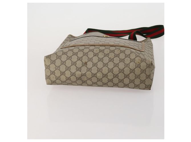 Borsa Tote GUCCI GG Supreme Web Sherry Line PVC 2 Set Beige Auth ti3987 - vista 7