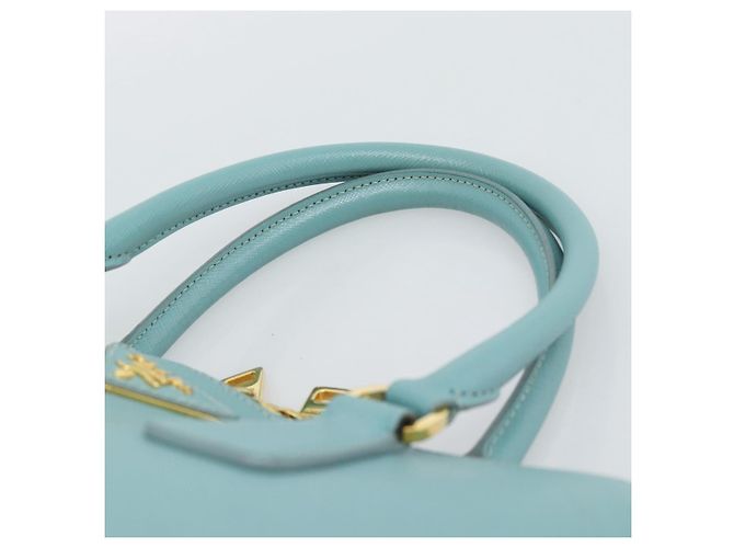 Saffiano Borsa PRADA in pelle Safiano 2way Blu Turchese Oro Auth 187253V D'oro - vista 15